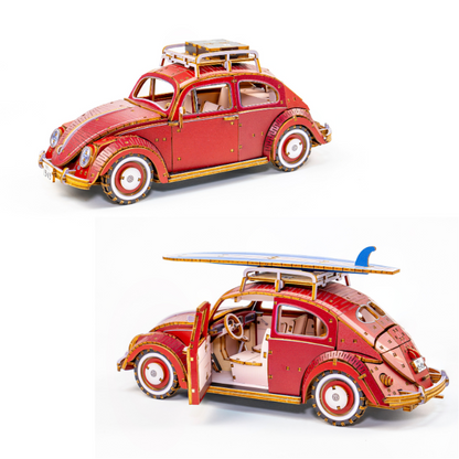 Wooden Art wa-gu-mi  Vintage Volkswagen Beetle (Type 1) 1949 Red