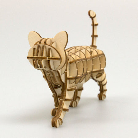 Wooden Art wa-gu-mi Cat Walking Pose