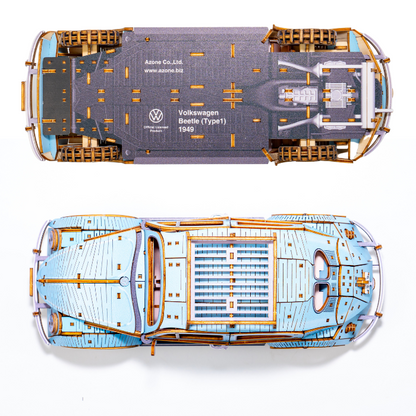 Wooden Art wa-gu-mi Vintage Volkswagen Beetle (Type 1) 1949 Blue