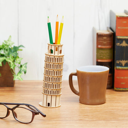 Wooden Art wa-gu-mi Leaning Tower of Pisa Pen Stand