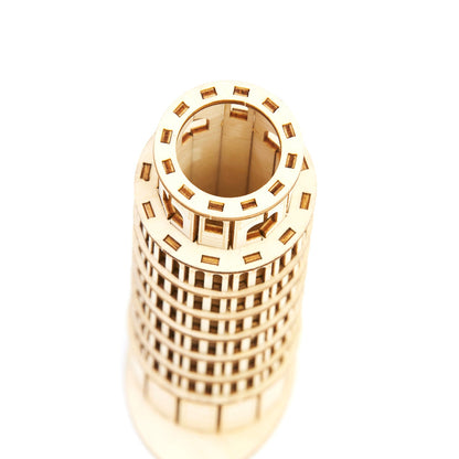 Wooden Art wa-gu-mi Leaning Tower of Pisa Pen Stand