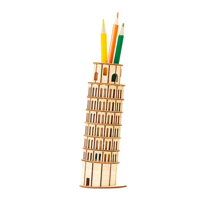 Wooden Art wa-gu-mi Leaning Tower of Pisa Pen Stand