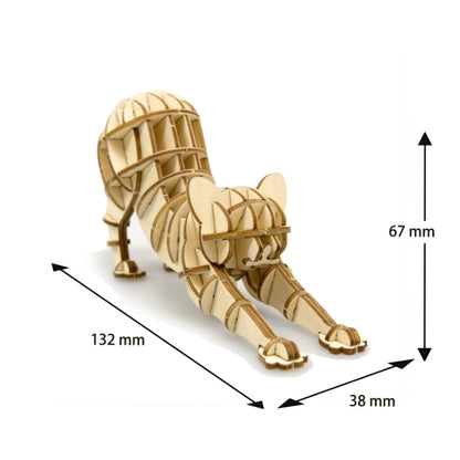 Wooden Art wa-gu-mi Stretching Cat
