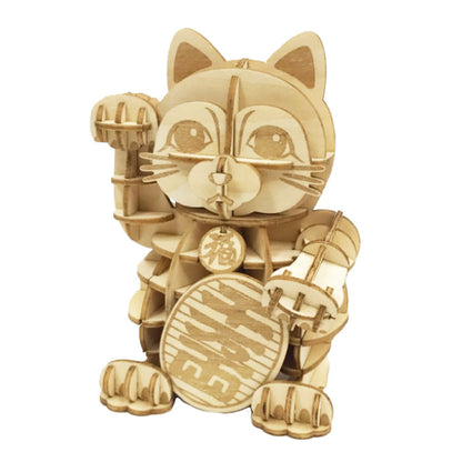 Wooden Art wa-gu-mi Maneki Neko (Lucky Cat)