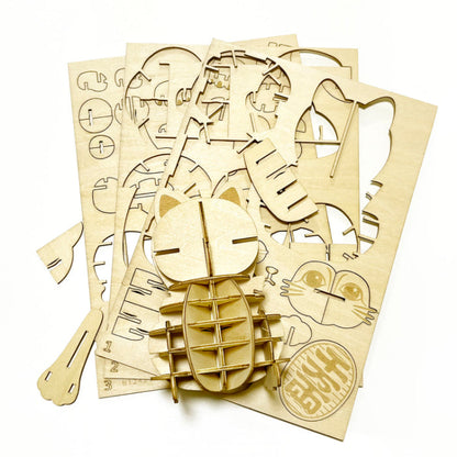 Wooden Art wa-gu-mi Maneki Neko (Lucky Cat)