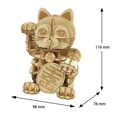 Wooden Art wa-gu-mi Maneki Neko (Lucky Cat)