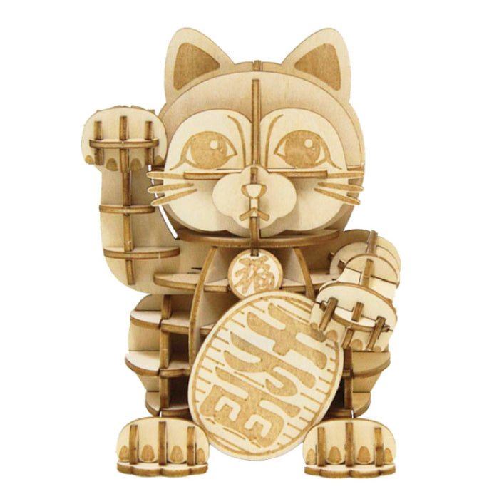 Wooden Art wa-gu-mi Maneki Neko (Lucky Cat)