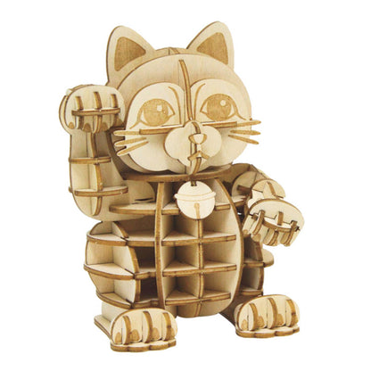 Wooden Art wa-gu-mi Maneki Neko (Lucky Cat)