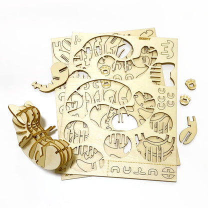 Wooden Art wa-gu-mi Playing Cat