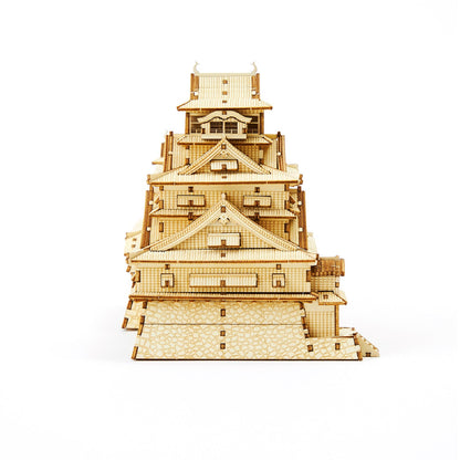 Wooden Art wa-gu-mi NEW Kumamoto Castle (with Kumamon plate)