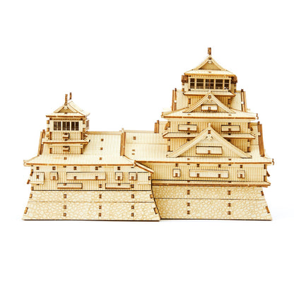Wooden Art wa-gu-mi NEW Kumamoto Castle (with Kumamon plate)