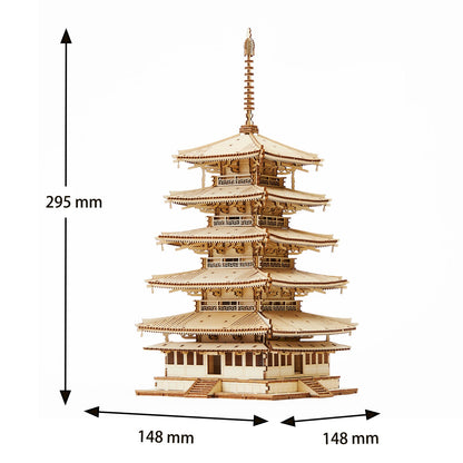 Wooden Art wa-gu-mi NEW Five Story Pagoda