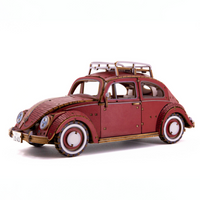Wooden Art wa-gu-mi  Vintage Volkswagen Beetle (Type 1) 1949 Red