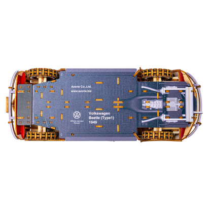 Wooden Art wa-gu-mi  Vintage Volkswagen Beetle (Type 1) 1949 Red