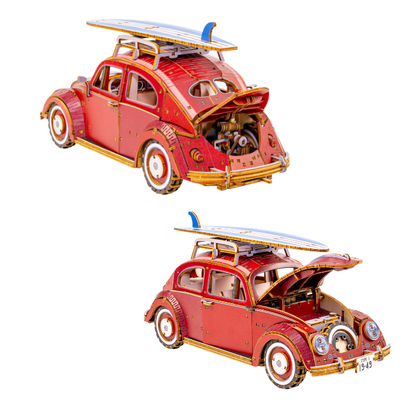 Wooden Art wa-gu-mi  Vintage Volkswagen Beetle (Type 1) 1949 Red