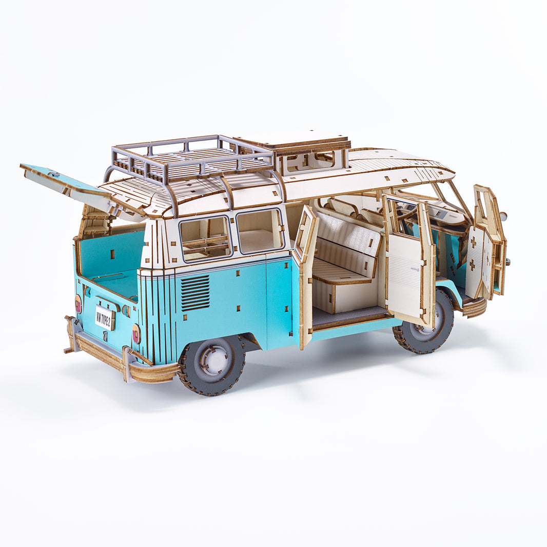 Wooden Art wa-gu-mi Vintage Volkswagen Type 2 (T1) Camper Van Green