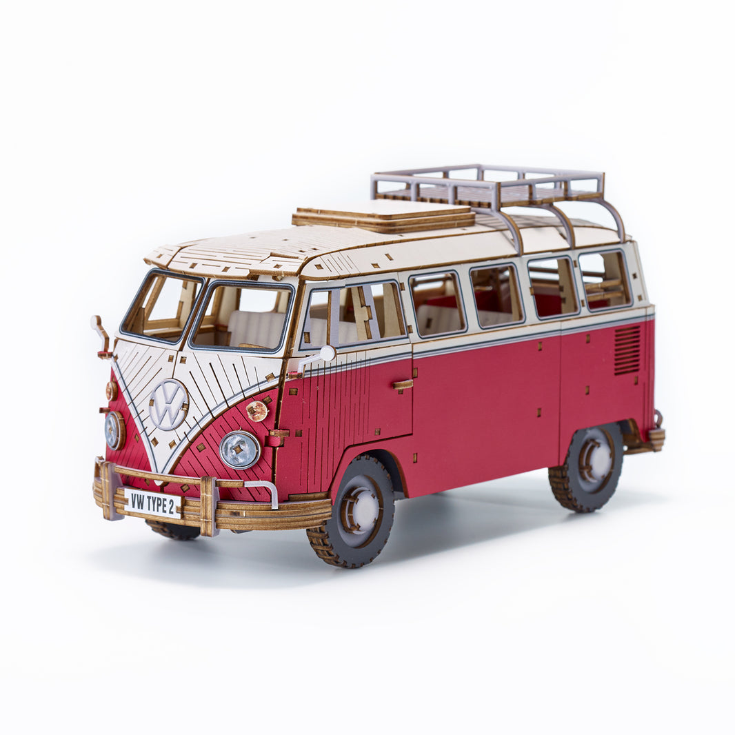 Wooden Art wa-gu-mi Vintage Volkswagen Type 2 (T1) Camper Van Red