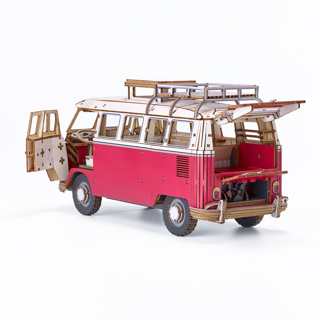 Wooden Art wa-gu-mi Vintage Volkswagen Type 2 (T1) Camper Van Red